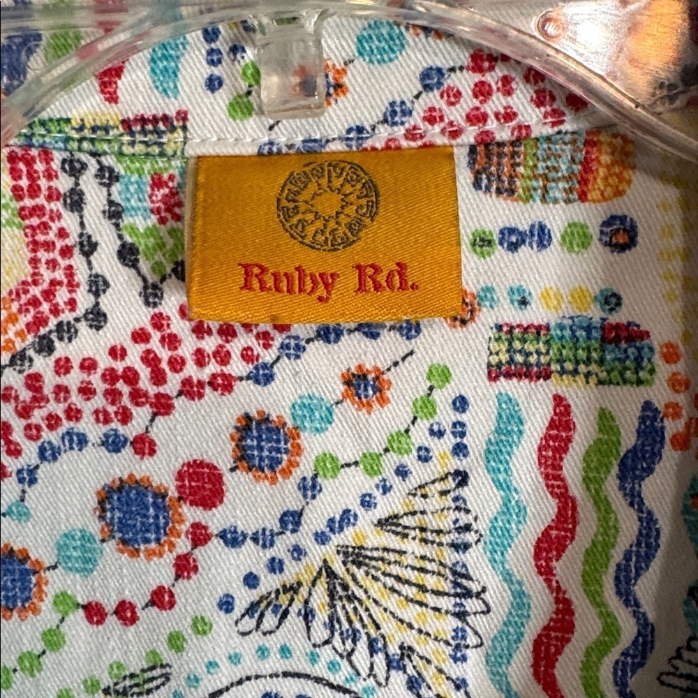 Ruby Rd | White & Multicolor Paisley Print Denim Jacket - Picture 2 of 3